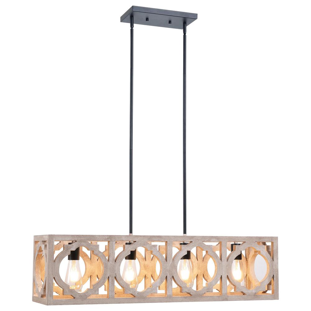 Kenroy Cadmen Square 4-Light Island Light in Black and Weathered White, , large
