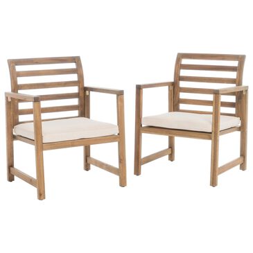 Noble House Gunflint Patio Club Chair with White Cushion in Natural (Set of 2), , large