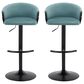 LumiSource Claire Swivel Adjustable Barstool with Light Blue Velvet Upholstery in Black (Set of 2), , large