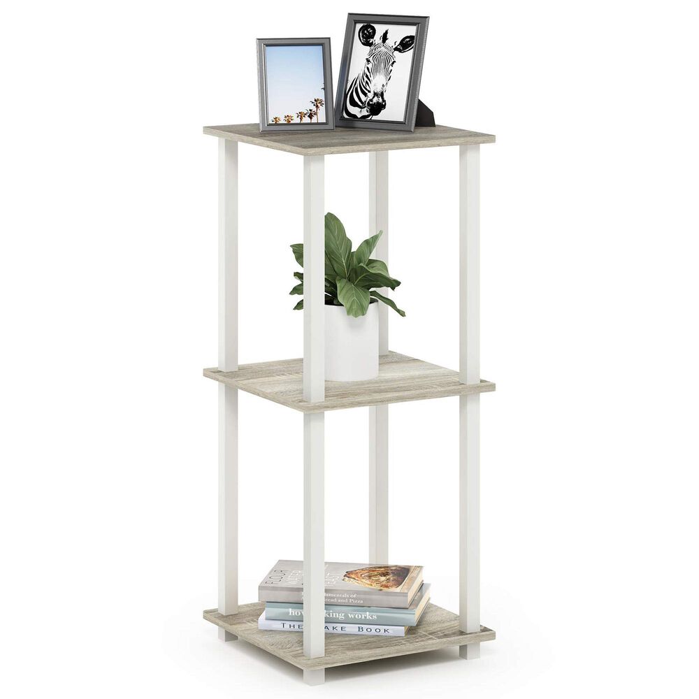 HOMLUX 2-Tier End Table in Sonoma Oak and White (Set of 2), , large