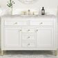 James Martin Vanities Chicago 48" Single Bathroom Vanity in Glossy White with 3 cm Victorian Silver Quartz Top and Rectangular Sink, , large