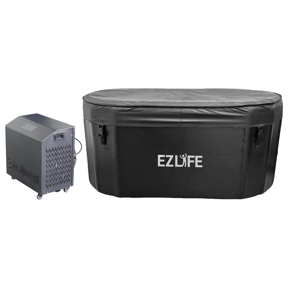 EZlife 1-Person 0.5HP Hot/Cold Chiller with 125cm Inflatable Cold Plunge in Black, , large