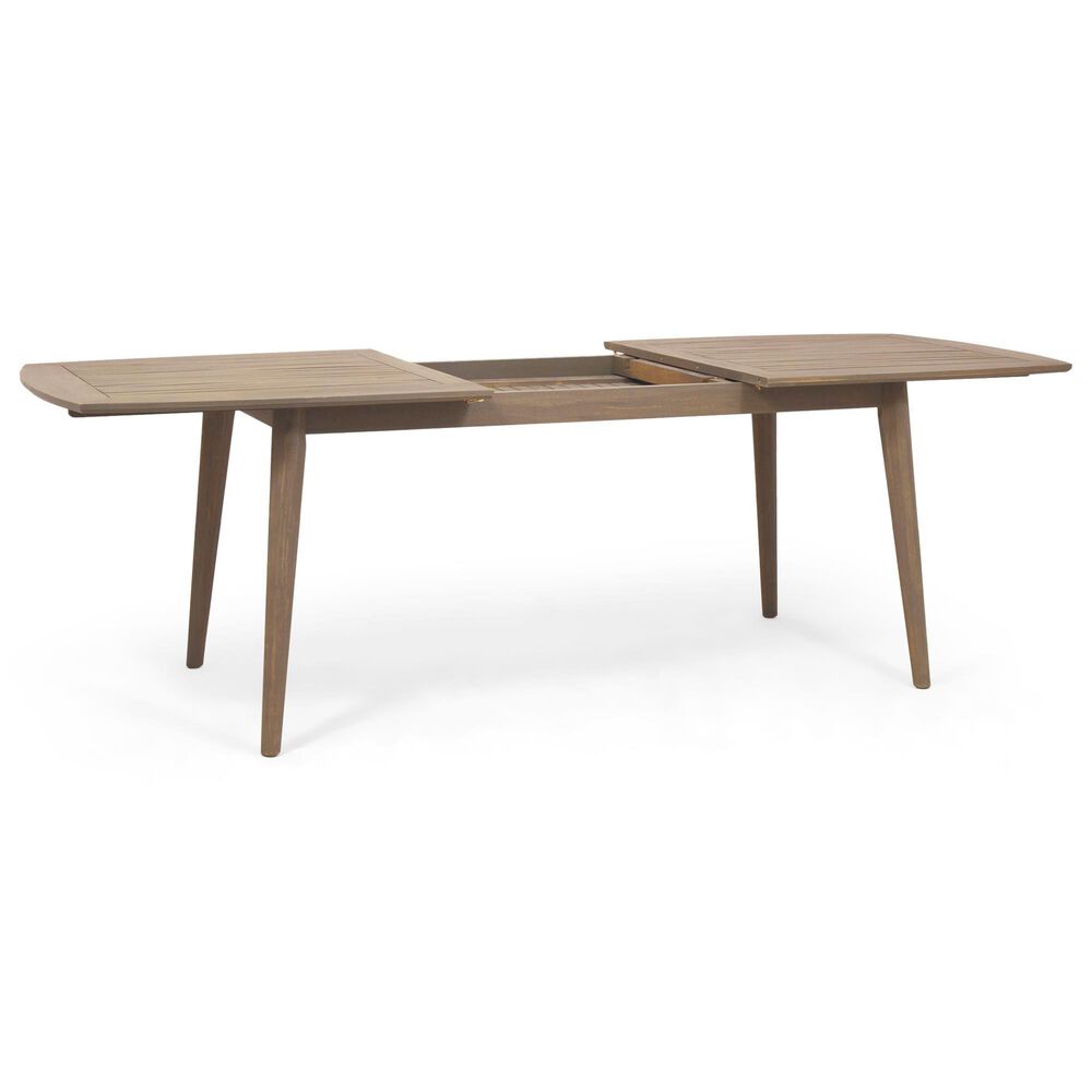 Hearth and Haven Outdoor Acacia Wood Expandable Dining Table in Gray, , large