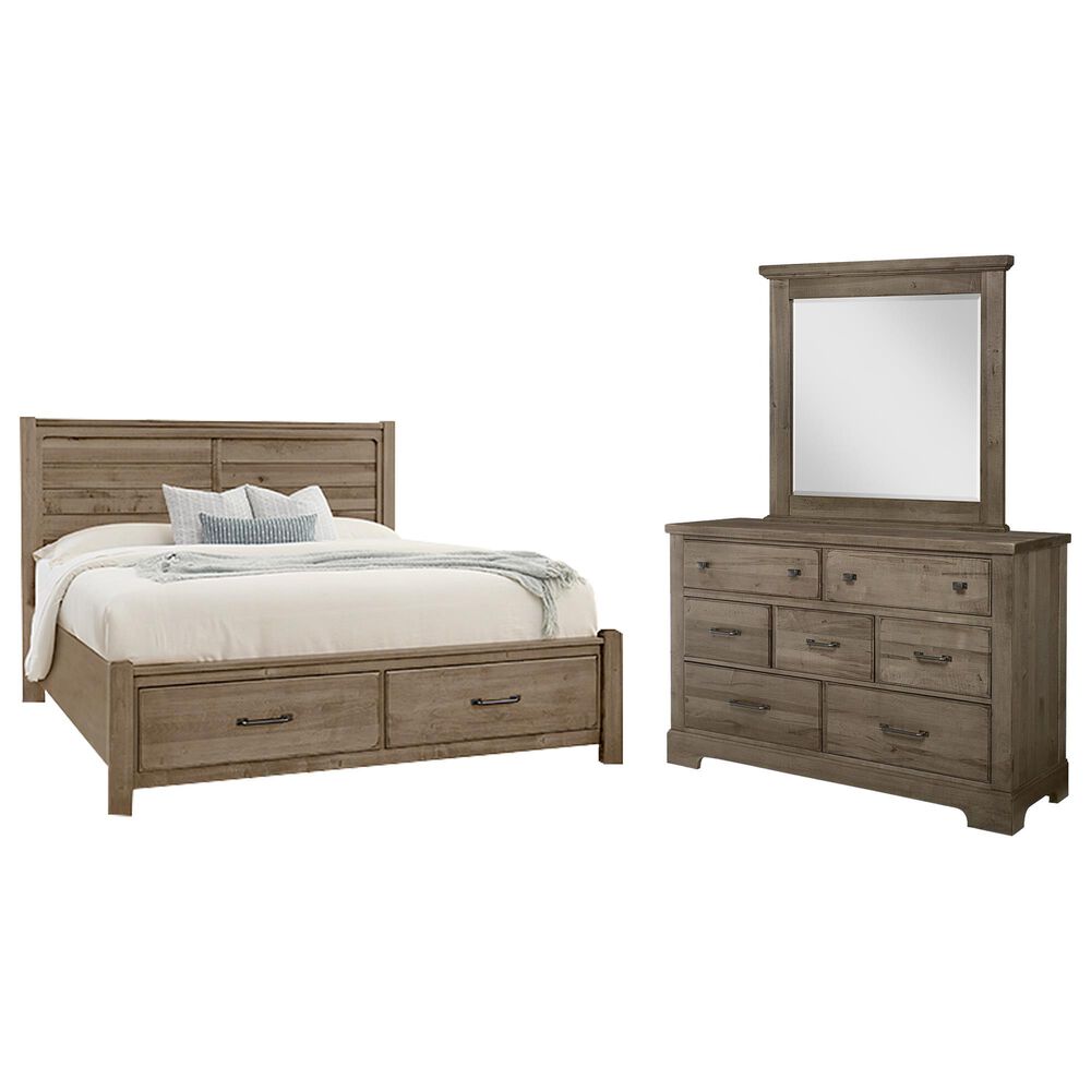 Viceray Collections Cool Rustic 3-Piece King Plank Bedroom Set with Storage in Stone Grey, , large
