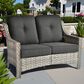 HOMLUX Outdoor Rattan Loveseat with Ergonomic in Black, , large