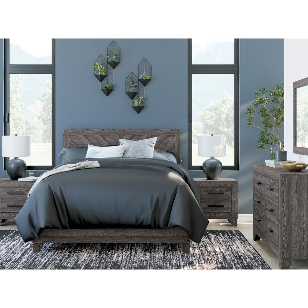 Ashley Sylveri Queen Chevron Panel Bed in Gray, , large