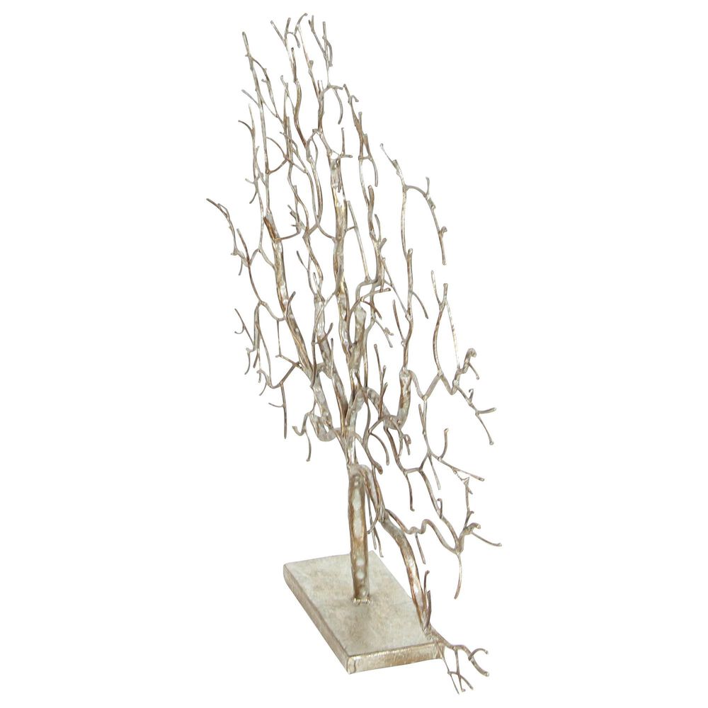 Maple and Jade 24&quot; x 32&quot; Winter Tree Sculpture in Silver and Gold, , large
