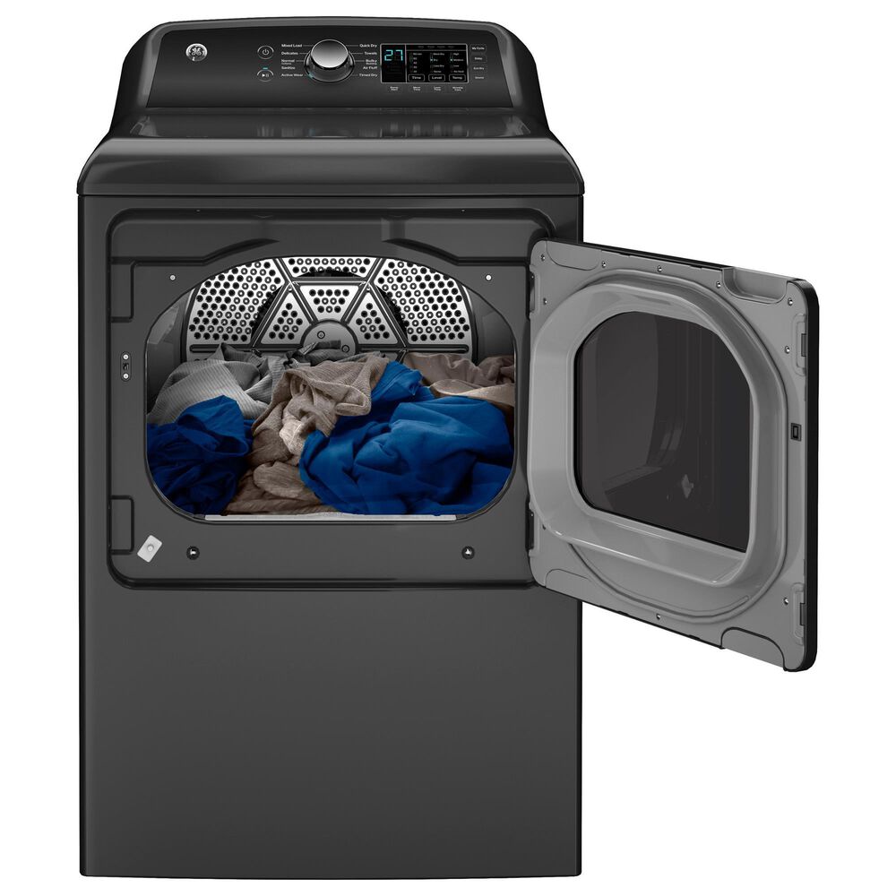 GE 4.5 Cu. Ft. Top Load Washer and 7.4 Cu. Ft. Electric Dryer Laundry Pair in Diamond Gray, , large