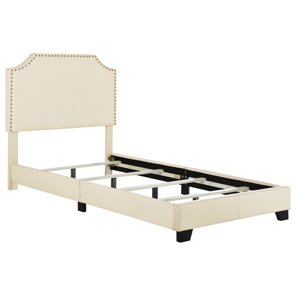 Accentric Approach Twin Upholstered Bed in Cream, , large