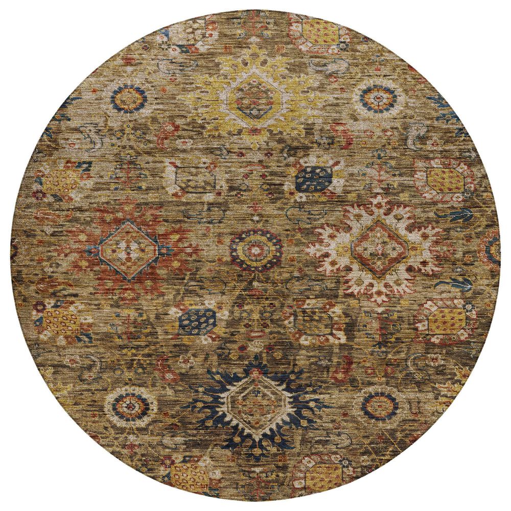 Dalyn Rug Company Silk Road Clove, Brown, Gold, Copper and Charcoal 8" Round Area Rug, , large