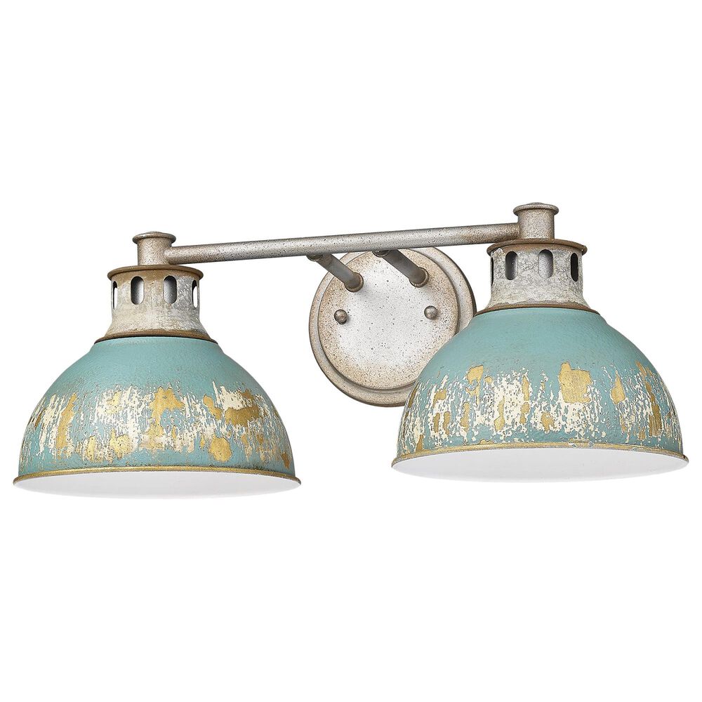 Golden Lighting Kinsley 2-Light Bath Vanity with Antique Black Shade in Aged Galvanized Steel, , large