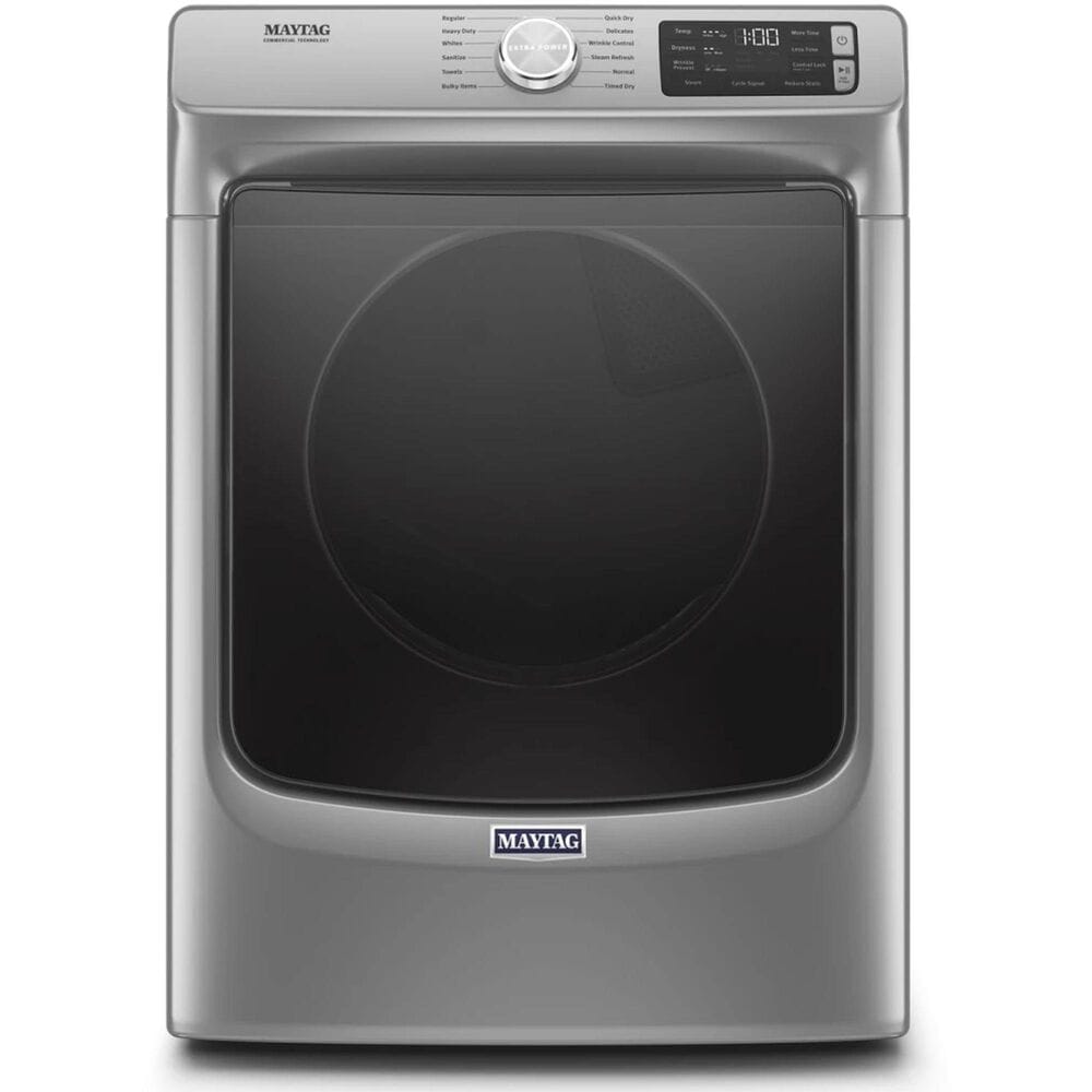 Maytag 7.3 Cu. Ft. Electric Dryer with 12 Dry Cycles and 15.5&quot; Laundry Pedestal with Chrome Handle and Storage Drawer in Metallic Slate, , large