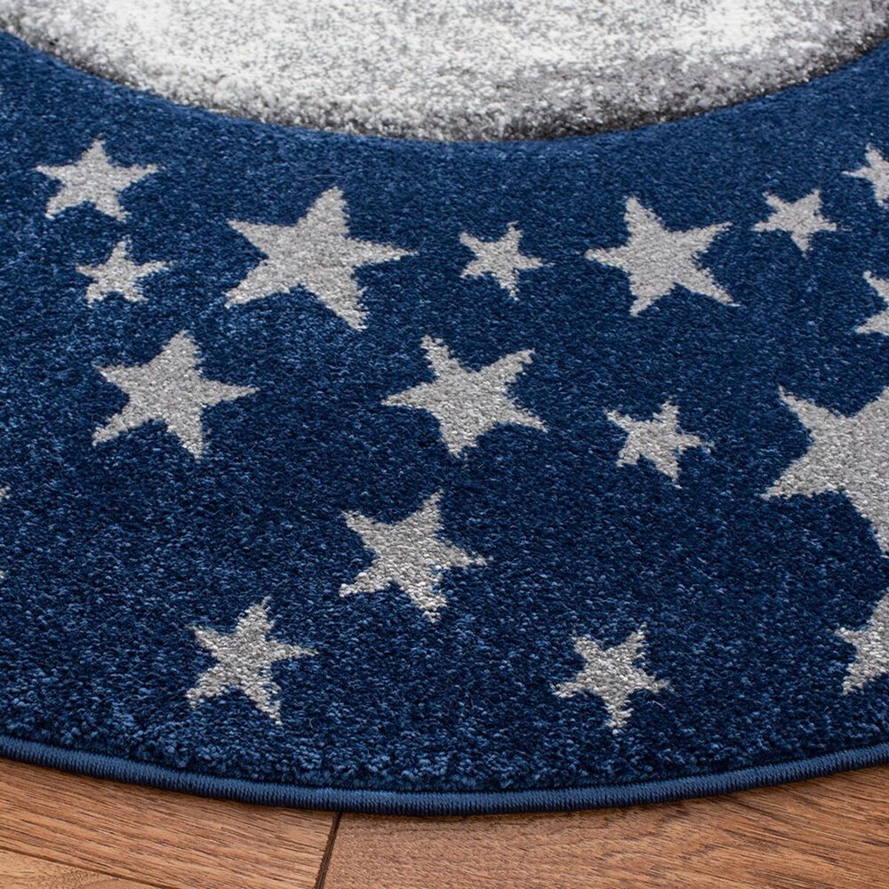 Safavieh Carousel Outer Space 3&#39; Round Navy and Grey Kids  Area Rug, , large