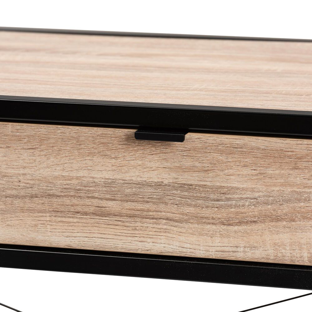 Baxton Studio Grayer 2-Drawer Desk in Natural Brown and Black, , large
