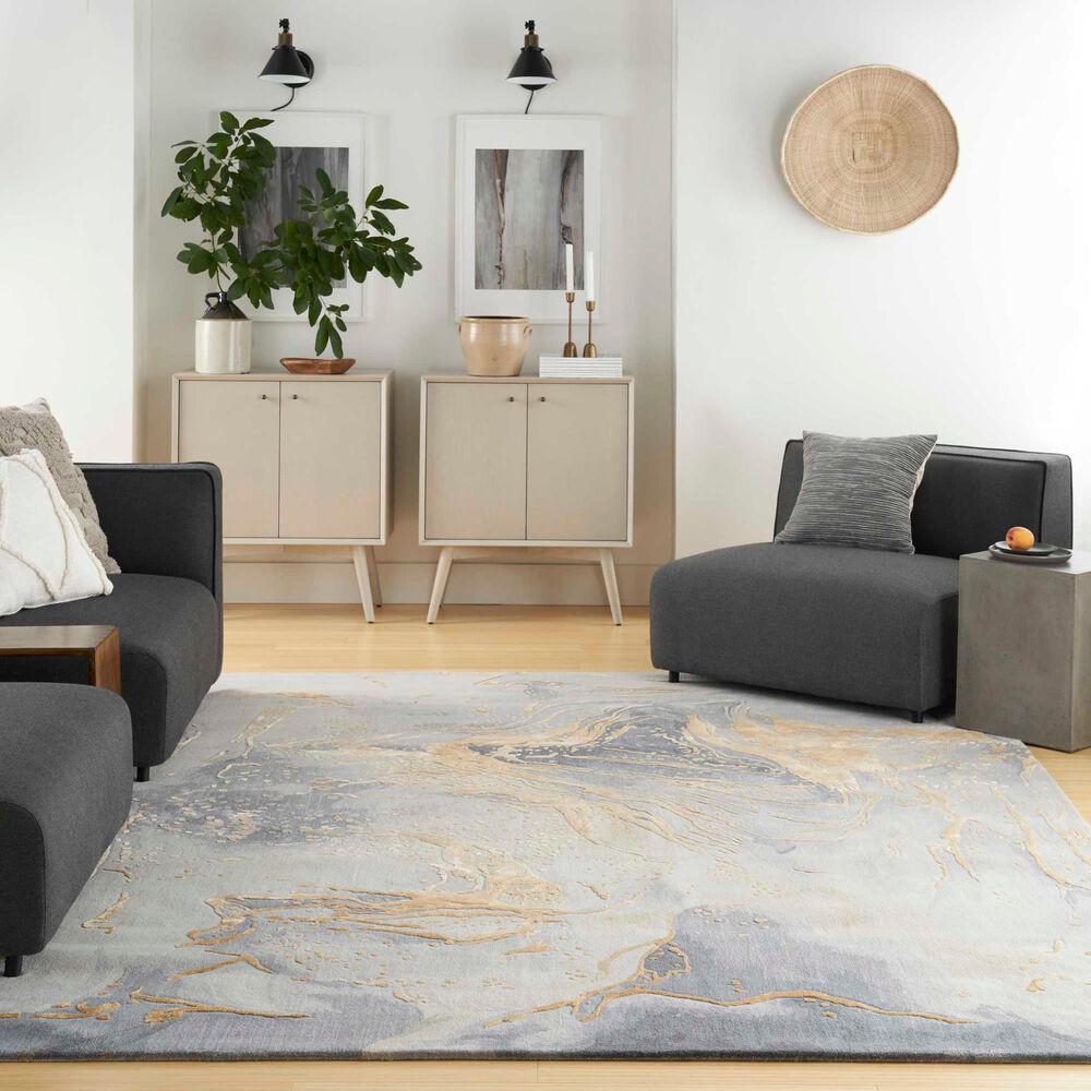 Nourison Prismatic PRS28 9&#39;9&quot; x 13&#39;9&quot; Grey and Gold Area Rug, , large