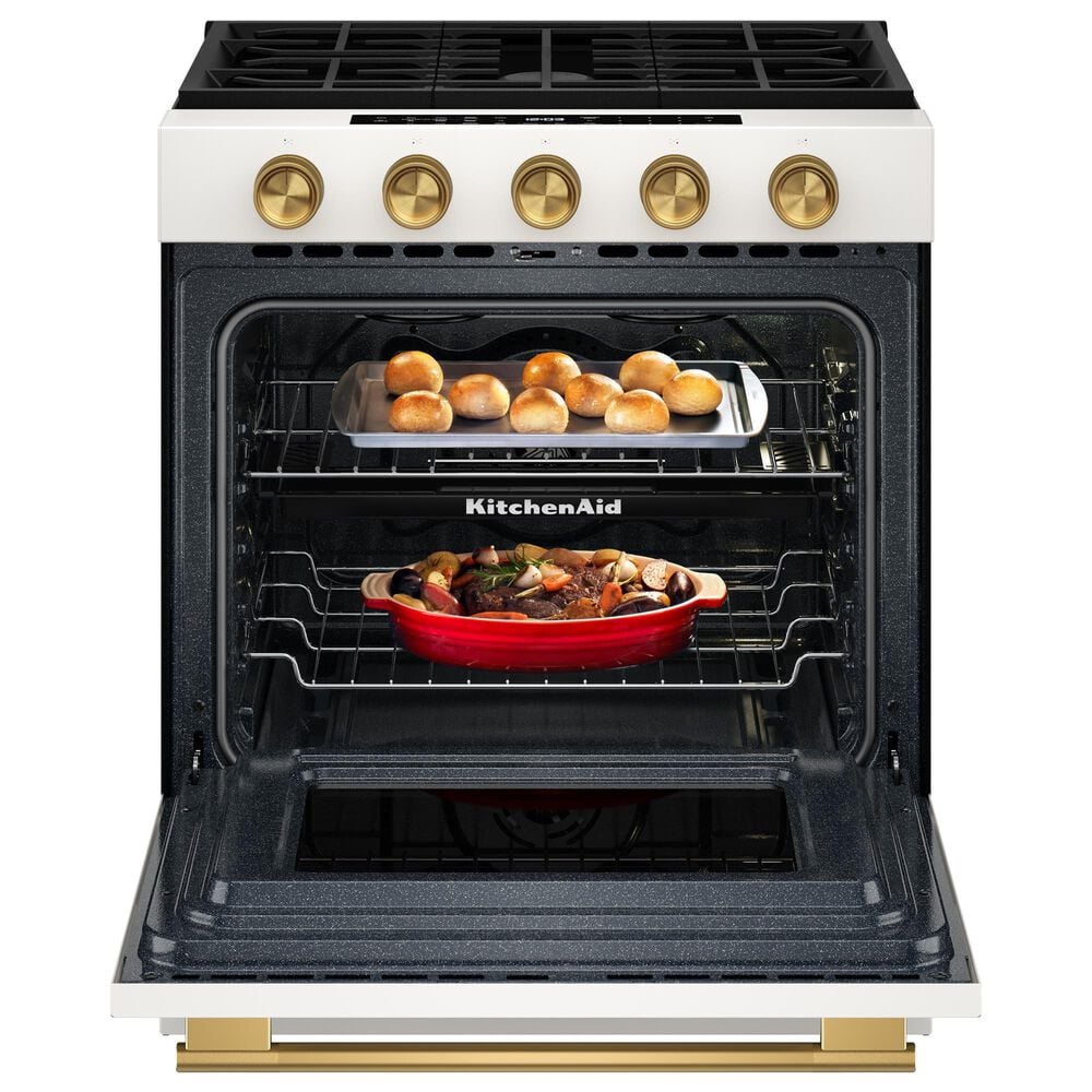 KitchenAid 5.0 Cu. Ft. Smart Slide-in Gas Range in Porcelain White, , large