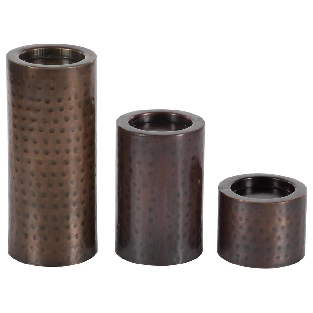 Maple and Jade Handmade Pillar Candle Holder in Polished Brown (Set of 3), , large