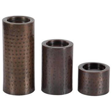 Maple and Jade Handmade Pillar Candle Holder in Polished Brown (Set of 3), , large
