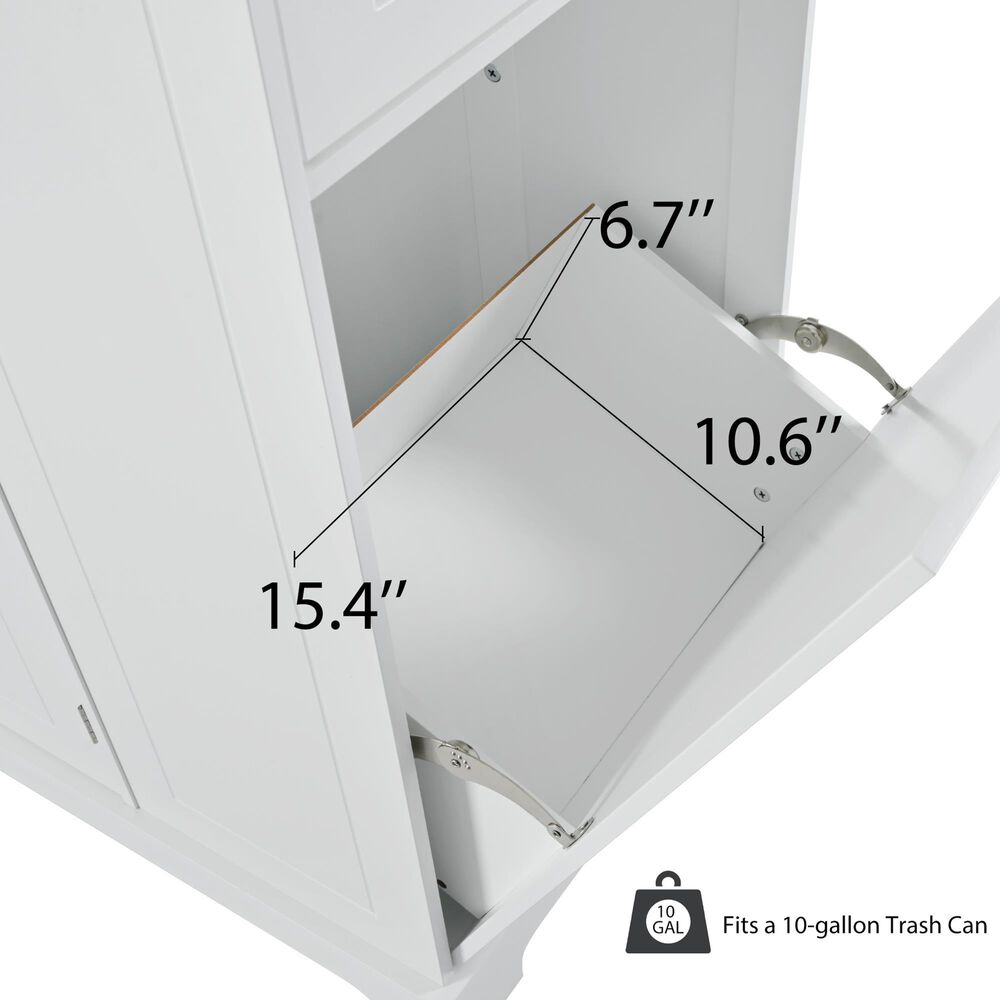 HOMLUX 49" Kitchen Island with Trash Can Storage Cabinet in White, , large