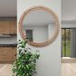 Maple and Jade 36" Bohemian Wall Mirror with Beaded Frame in Distressed Light Brown and White, , large
