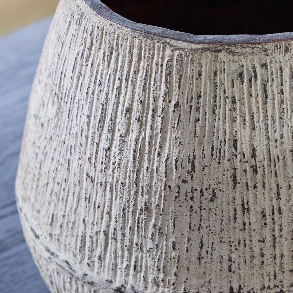 Ashley Claymount 10&quot; Vase in Distressed White and Brown, , large