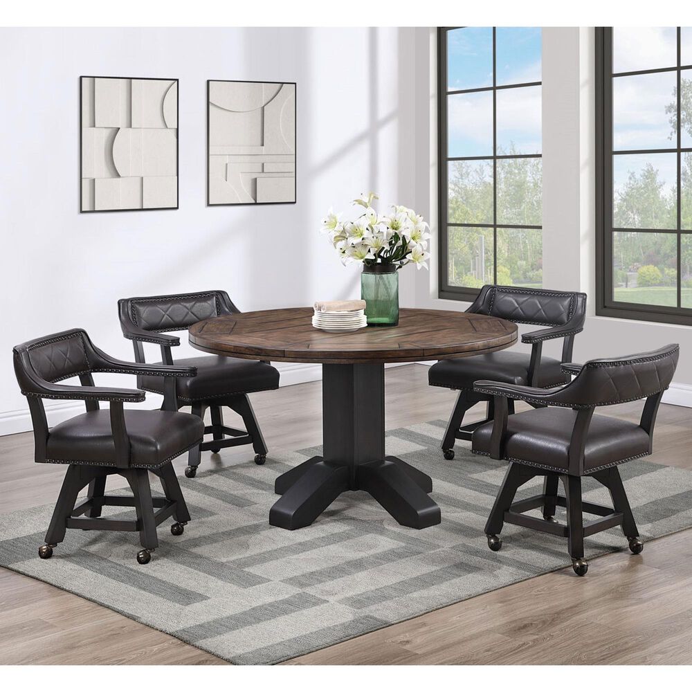 ECI FURNITURE Ashford 5 Piece Adjustable Height Game Table Set in Black, , large