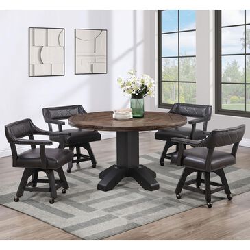 ECI FURNITURE Ashford 5 Piece Adjustable Height Game Table Set in Black, , large