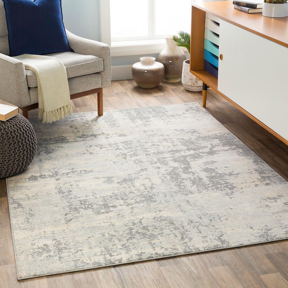 Surya Monaco MOC-2311 5&#39;3&quot; x 7&#39;3&quot; Silver Gray and Cream Area Rug, , large