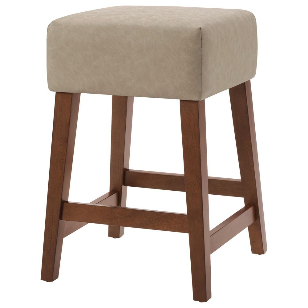Valor Living Roscoe 26" Backless Counter Stool with Taupe Upholstery in Cherry, , large