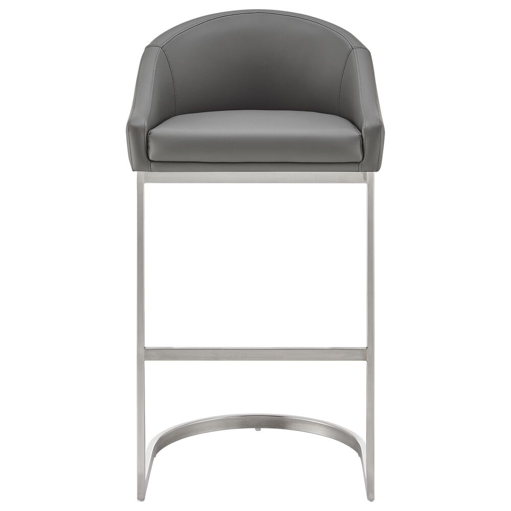 Blue River Katherine 26&quot; Counter Stool with Gray Cushion in Brushed Stainless Steel, , large