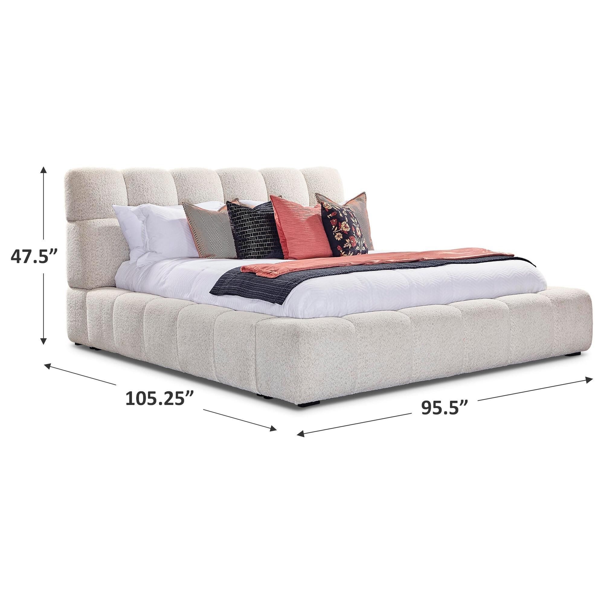 Simeon Collection Escape King Upholstered Platform Bed in Fluffy