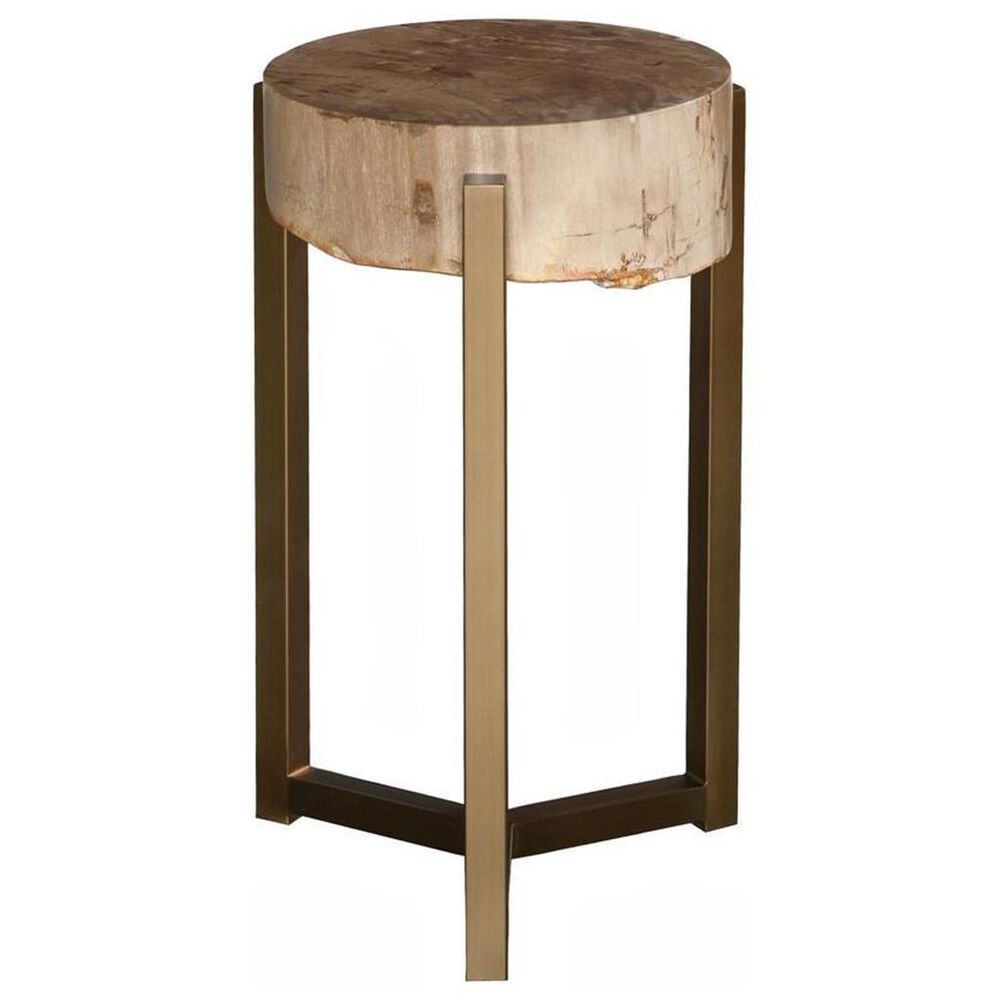 TimberHaus Large Petrified Slice Side Table in Black, Gold and Brown, , large