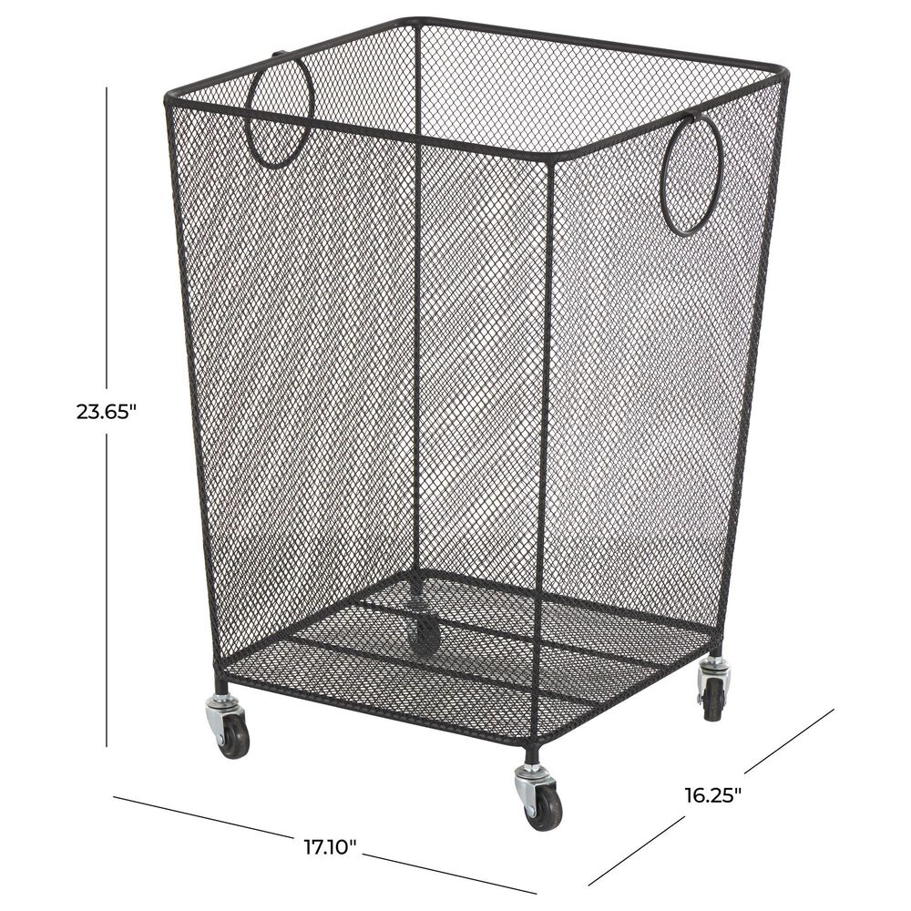 Maple and Jade Laundry Storage Cart with Ring Handles in Matte Black, , large