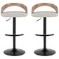 LumiSource Grotto Swivel Barstool with Oat Fabric Upholstery in Black and Whitewashed (Set of 2), , large