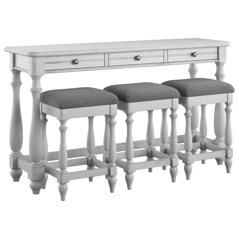 Golden Wave Furniture New Haven Sofa Table with Three Stools in Oyster Shell, , large