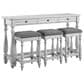 Golden Wave Furniture New Haven Sofa Table with Three Stools in Oyster Shell, , large