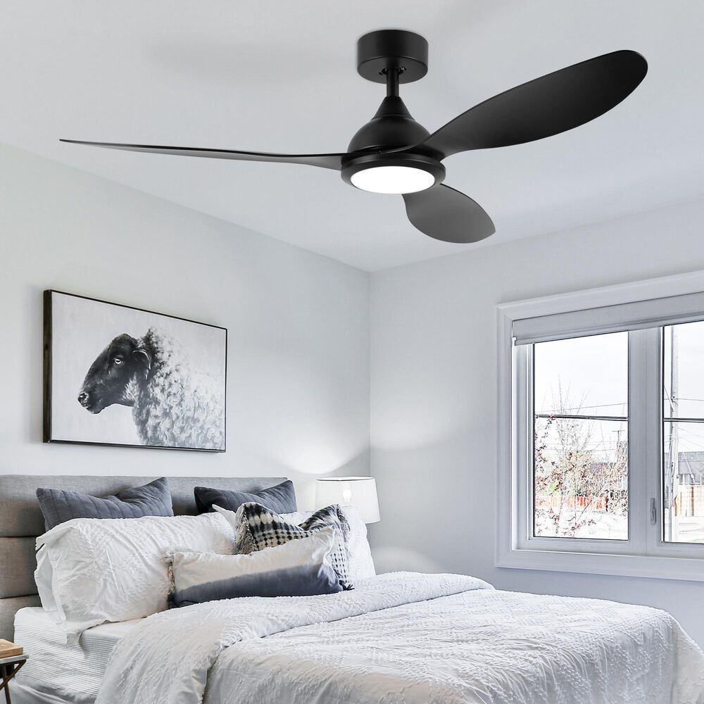 HOMLUX 52" Indoor Ceiling Fan with LED Light in Black, , large