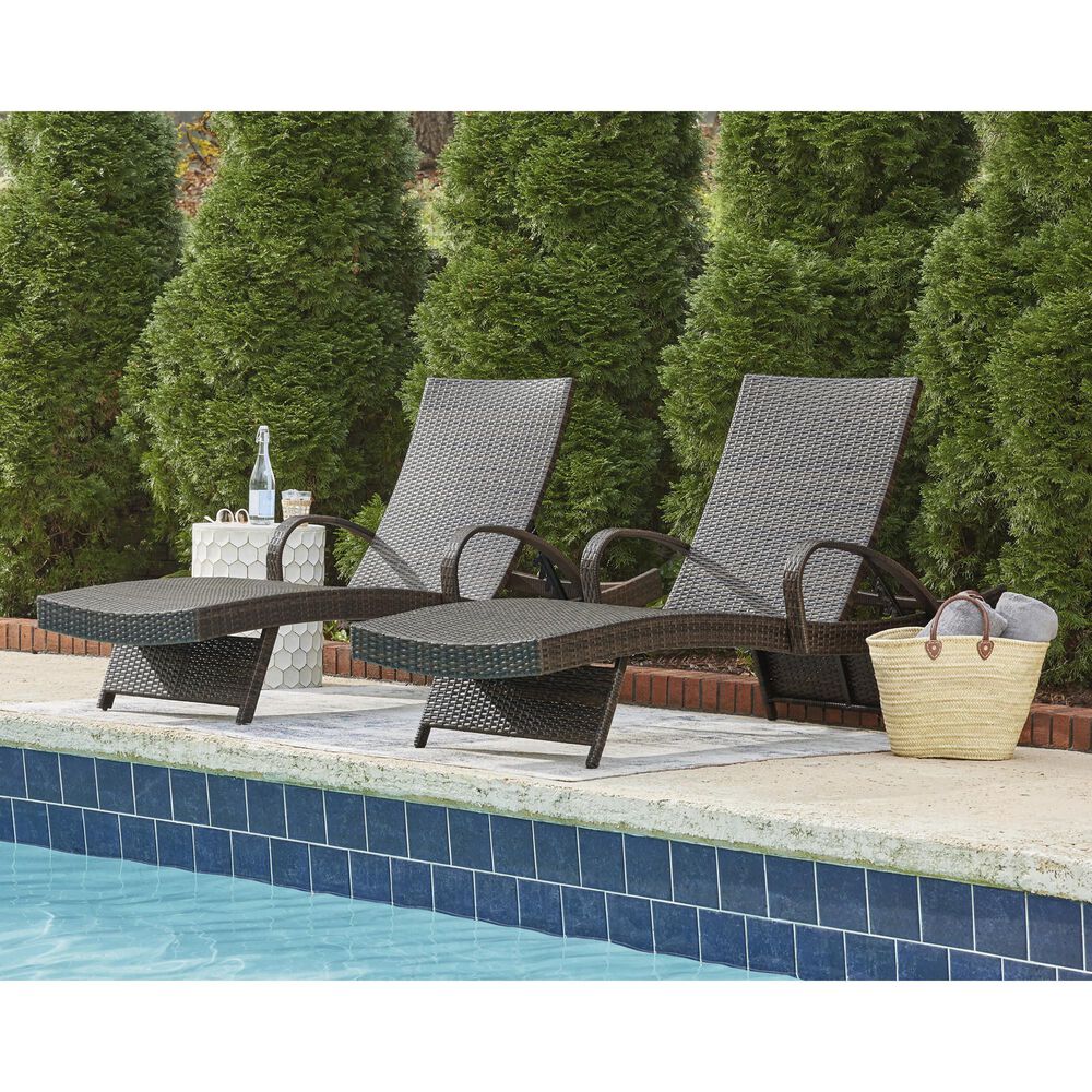 Ashley Kantana Patio Chaise Lounge in Brown &#40;Set of 2&#41;, , large