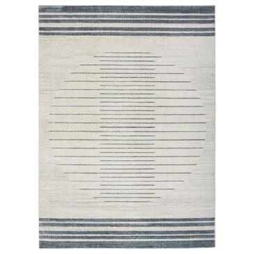Nourison Astra Machine Washable ASW04 5"3" x 7" Ivory and Blue Area Rug, , large