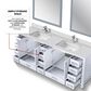 Lexora Home Jacques 84" Double Bathroom Vanity in White with 2 cm White Quartz Top and Rectangular Sinks, , large