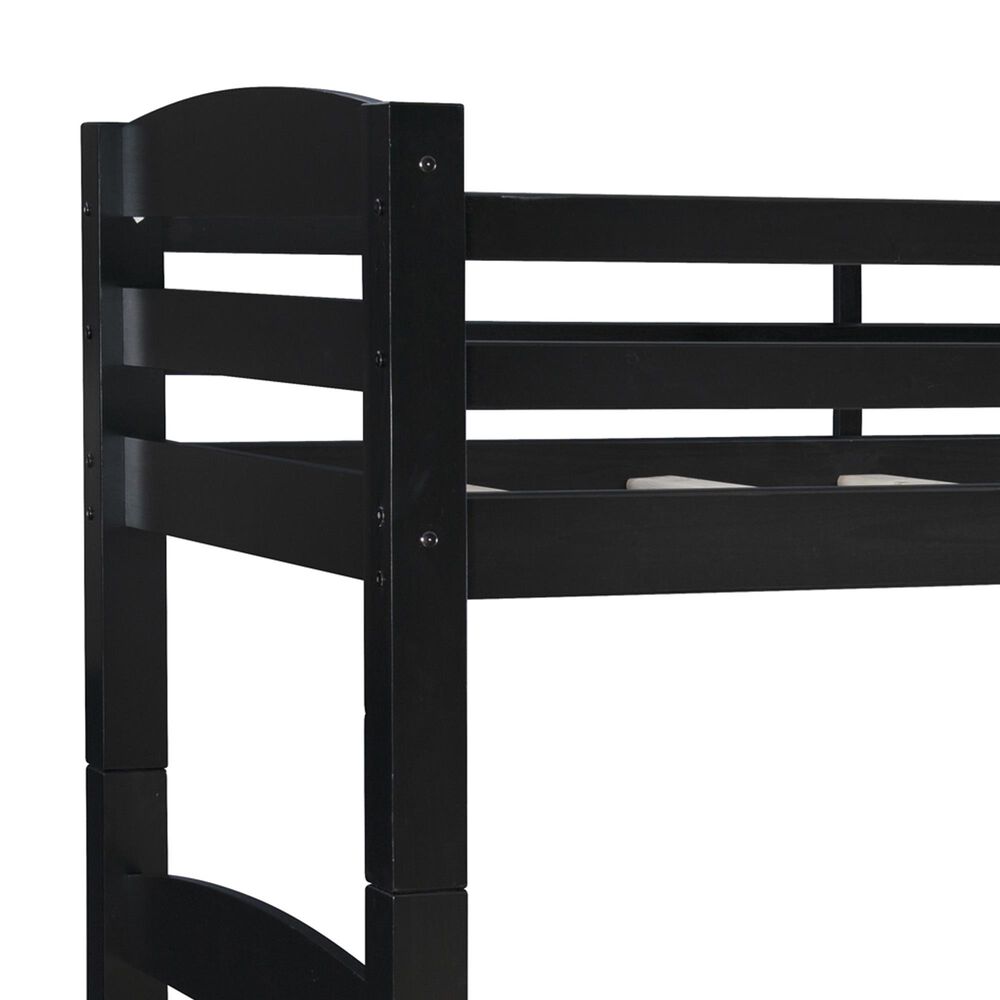 Linon Home Decor Levi Twin Over Twin Bunk Bed in Black, , large