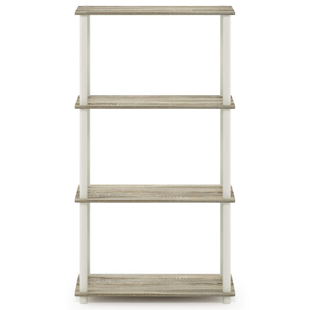 HOMLUX Turn-N-Tube 4-Tier Multipurpose Shelf Display Rack in Sonoma Oak and White, , large
