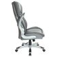 OSP Home Deluxe Bonded Leather Executive Chair with Gray Cushion with Silver Finish, , large