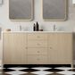 James Martin Vanities Gracyn 72" Double Bathroom Vanity in Coastal Driftwood with 3 cm White Zeus Quartz Top and Rectangular Sinks, , large