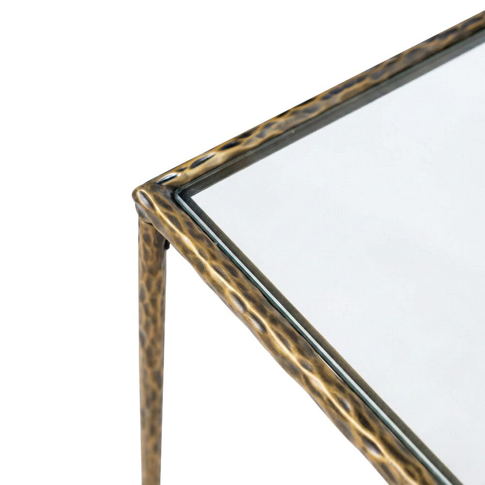 Furniture of America Lalia End Table with Tempered Glass Top and Bullnose Edge in Matte Gold, , large
