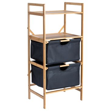 Household Essentials Storage Shelf with Cotton Fabric Drawers in Natural, , large