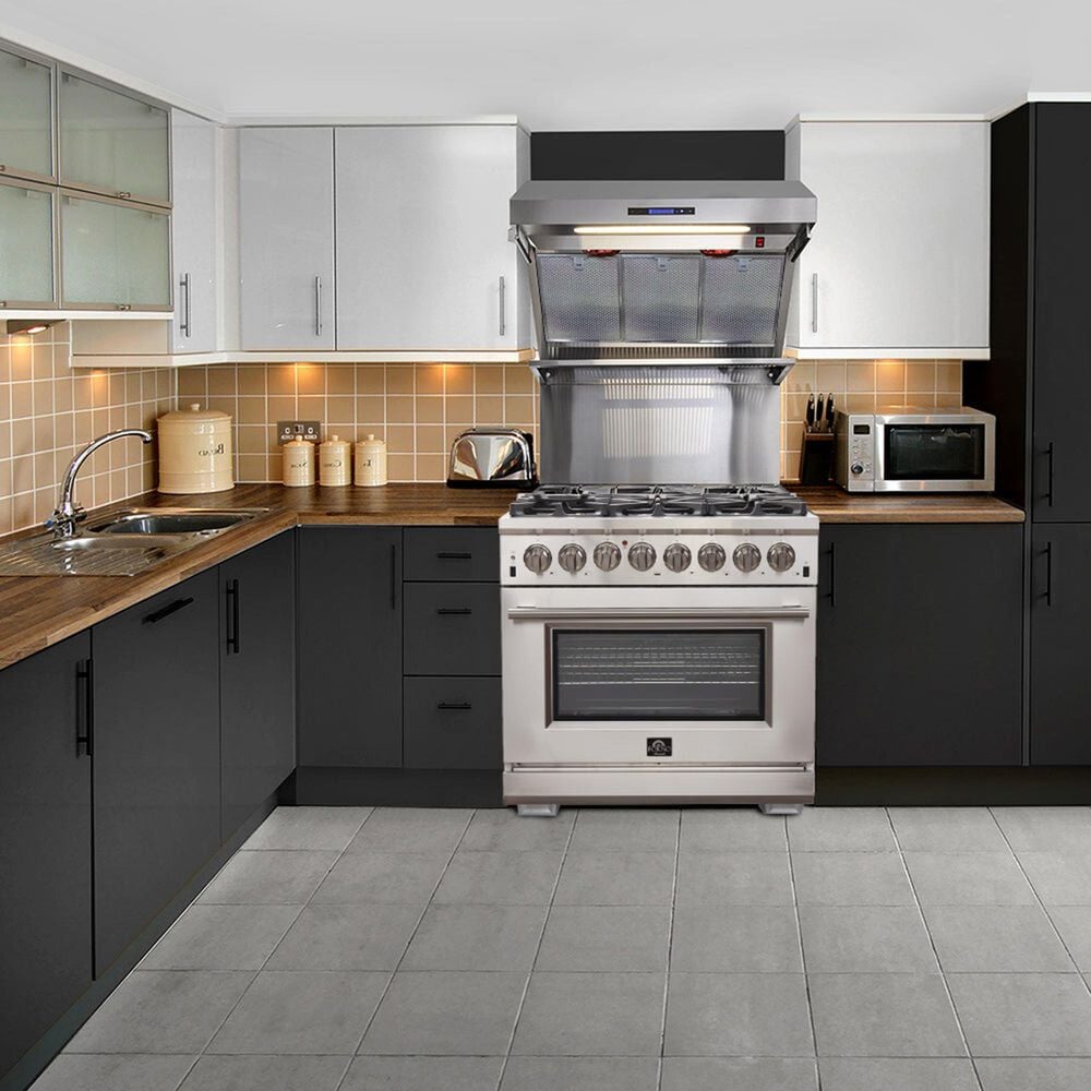 Forno Capriasca 36" Freestanding Dual Fuel Range in Stainless Steel, , large