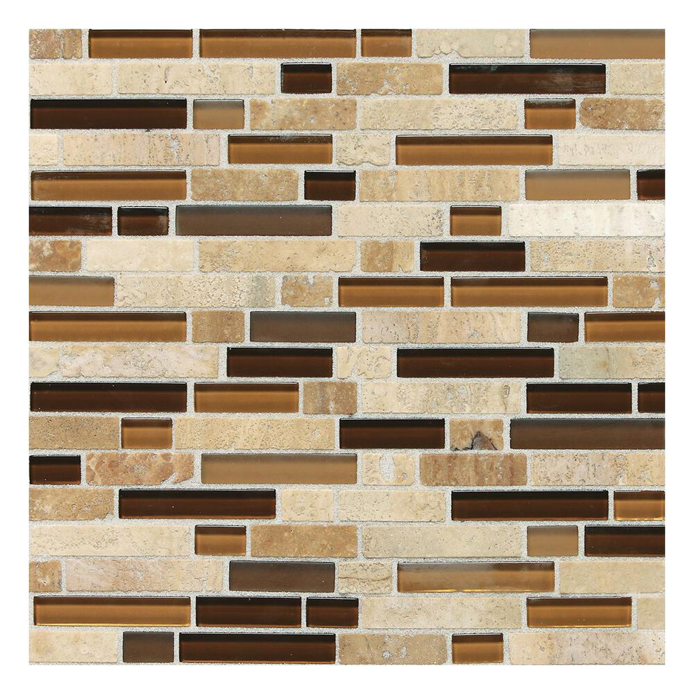 Dal-Tile Stone Radiance Random Size Mosaic Tile in Caramel Travertine, , large