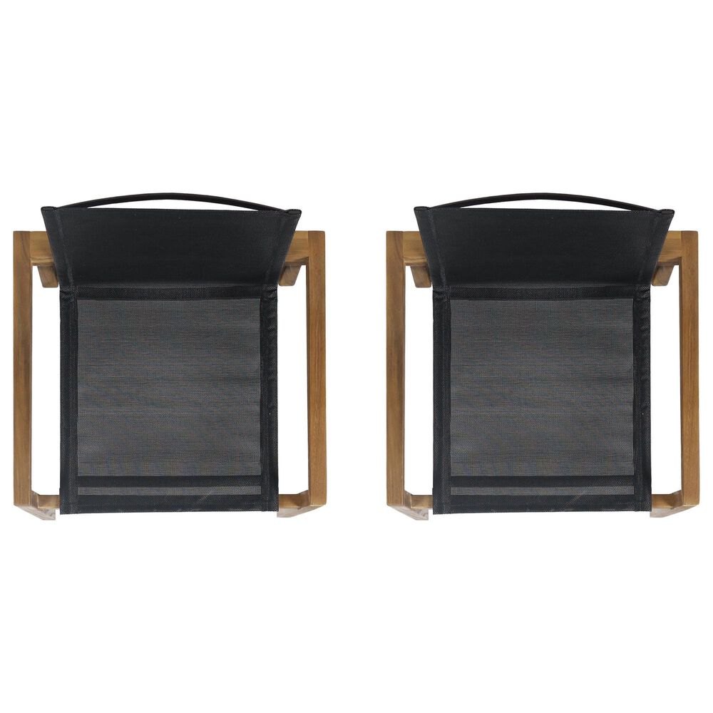 Hearth and Haven Belfast Outdoor Dining Chair with Teak Frame in Black &#40;Set of 2&#41;, , large