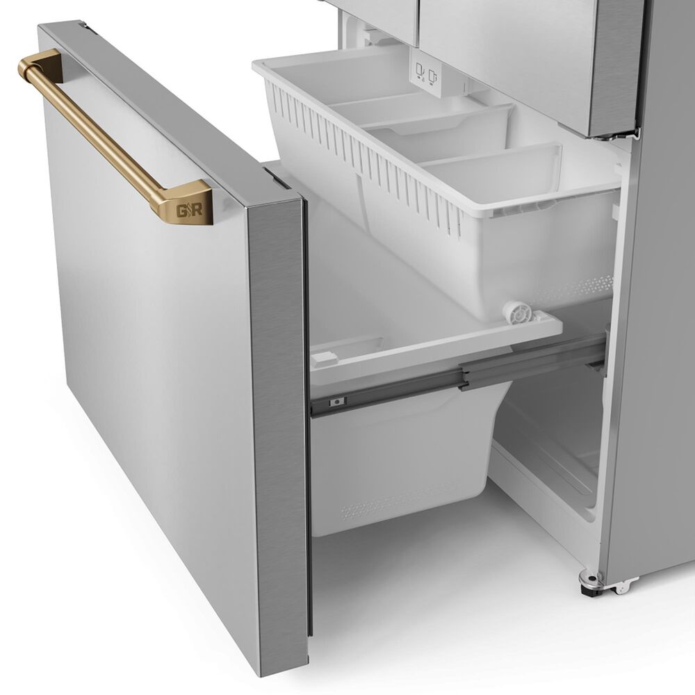 THOR KITCHEN Gordon Ramsay 20.3 Cu. Ft. Counter Depth French Door Refrigerator with Bronze Handle Kit in Stainless Steel, , large